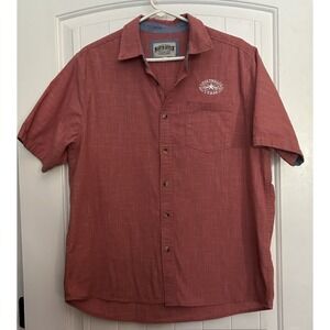 North River Men's  Large Short Sleeve Button Up Red.‎ Luckenbach, TX Embroidery